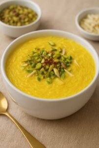 طرز تهیه دسر زعفرانی با رشته شعریه